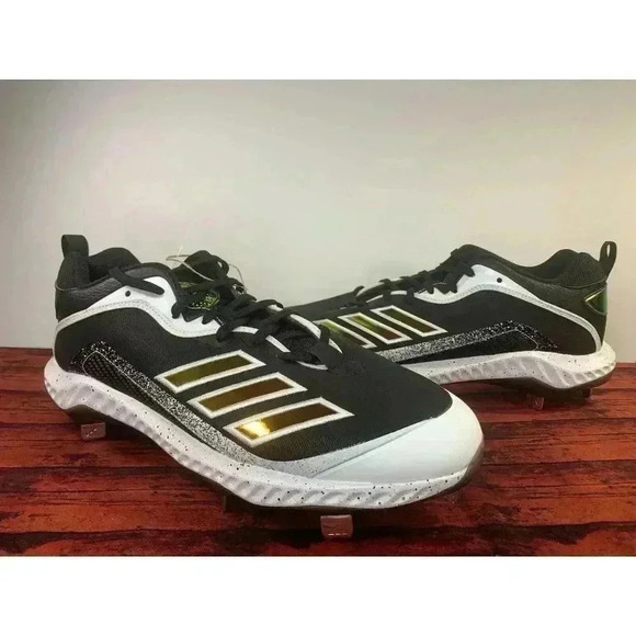 adidas ICON 6 Bounce ECP Metal Baseball Cleats EH2378 Mens Size 11.5 Black White main image 9